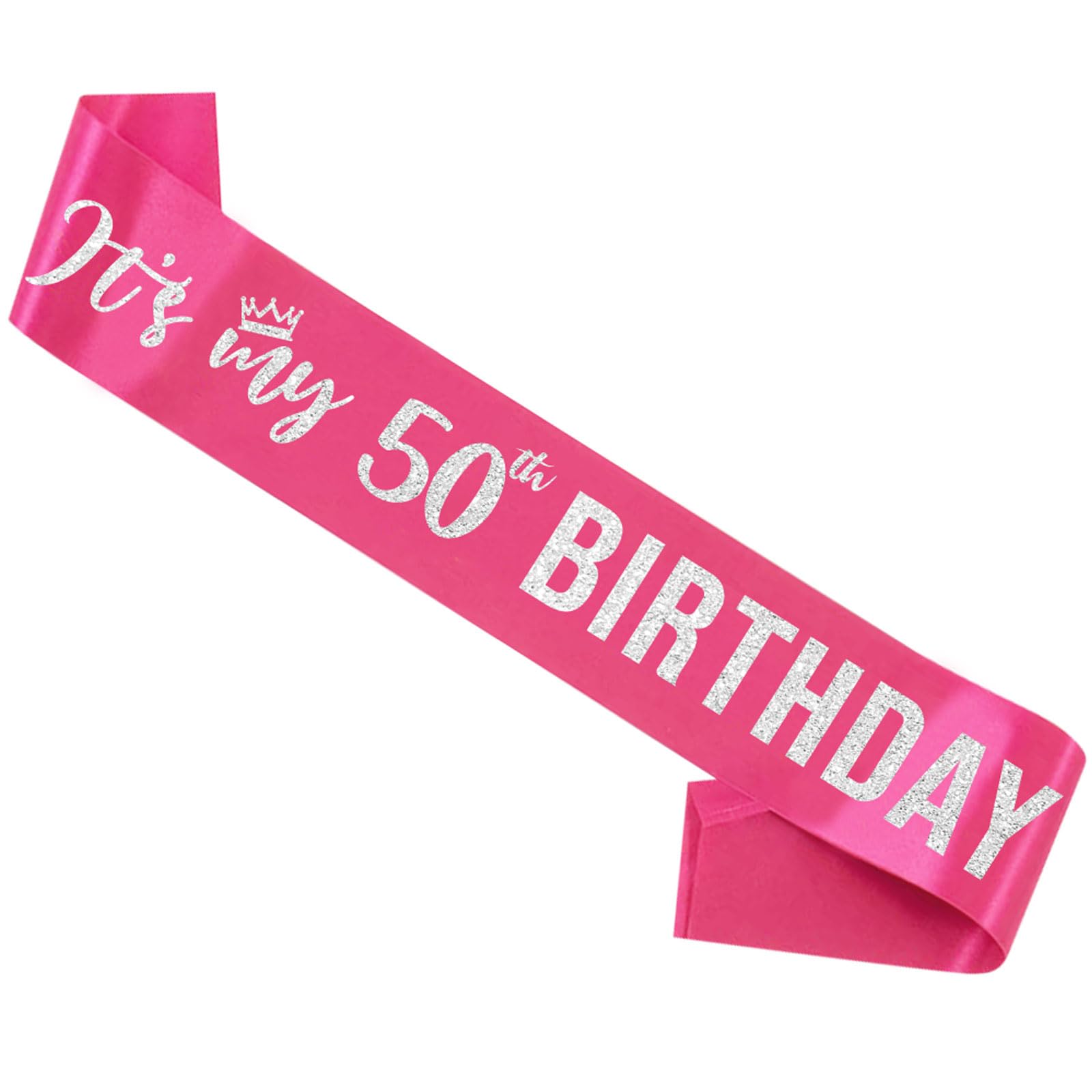It's My 50th Birthday Sash Hot Pink,50th Birthday Sash for Women,Glitter Letter 50th Birthday Sash for Girls,Happy 50th Birthday Party Decorations,Hot