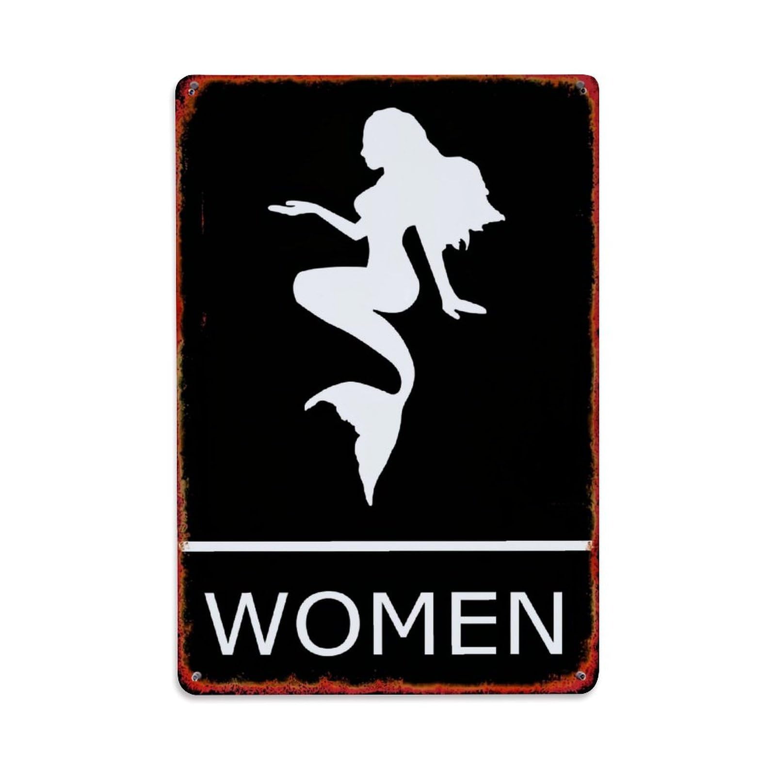 Jdyaojiesheng Women's Vintage Mermaid Silhouette Sign Black Tin Sign Retro Metal Wall Decor Metal Poster, Home Bar Garage Farmhouse Cafe Wall Art Decoration 8X12inches
