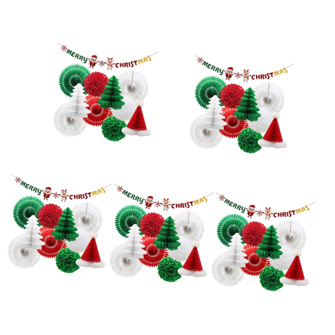 FAVOMOTO 5 sets Pendants Themed of Ornaments Flower Paper Decors Banner Christmas Elements Theme Layout Xmas Honeycomb Props Festive Party Tree Balls Decorations Decorative Hanging