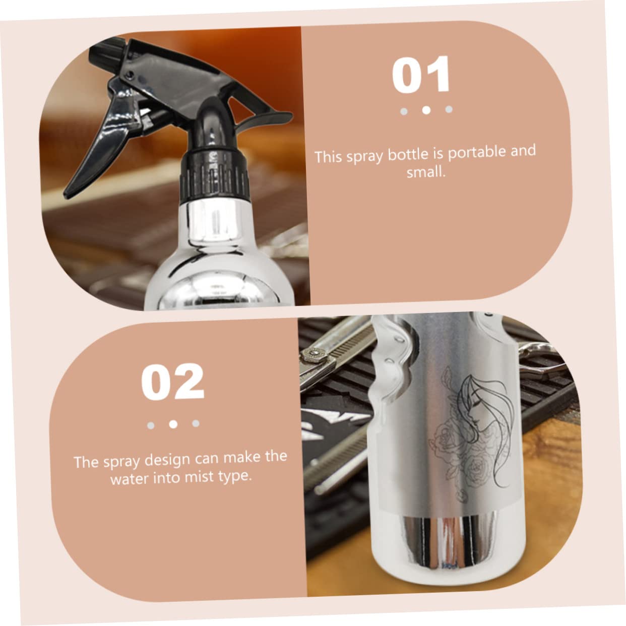 Cabilock 5stücke Barbershop Sprühflasche Für Hairstyling Multifunktionale Sprühflasche Hochwertigem Material Für Friseursalons Und Heimgebrauch Verstellbare Nebelzerstäubung Silbernes