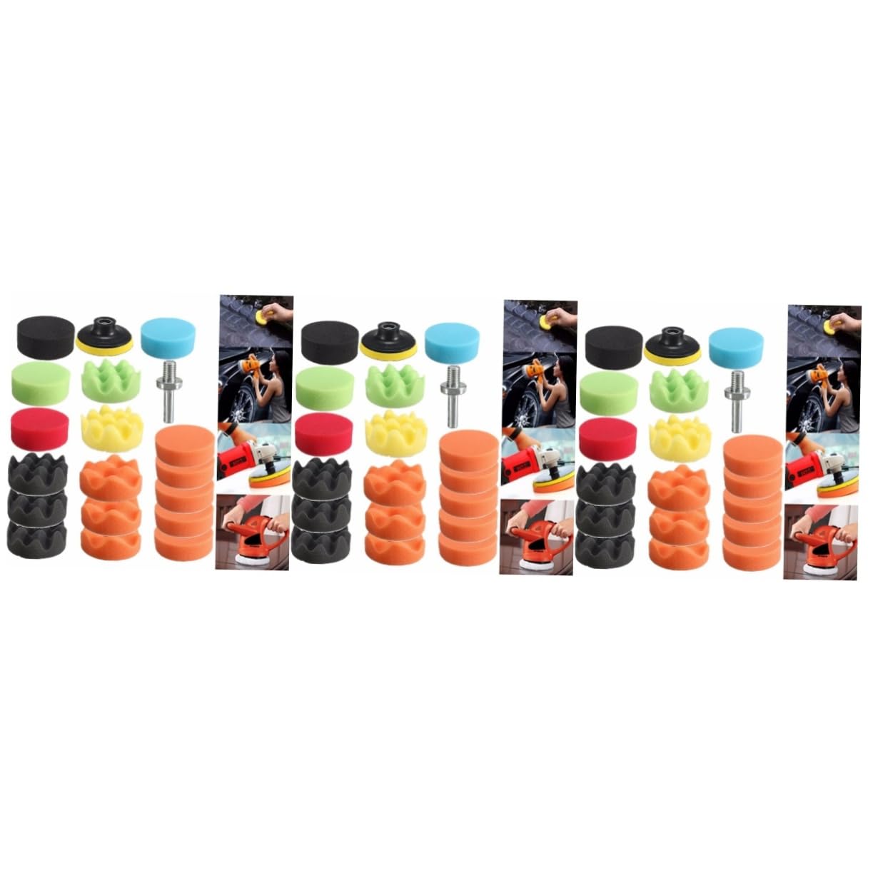 SHERCHPRY 57piezas Kit De Almohadillas Pulidoras para Abrillantar y Pulir Automóviles Discos De Esponja para Pintura y Detalle De Carro para Acabados Profesionales y Pequeñas Áreas