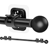 Curtain Rods No Drilling for Windows Set 30 to 45 Inch&comma;5&sol;8 Inch Diameter Drapey Pole with No Drill Curtain Rod Brackets&comma;Renter Friendly Cortineros Para Ventanas with Adhesive Holder Hook &lpar;Black&rpar;
