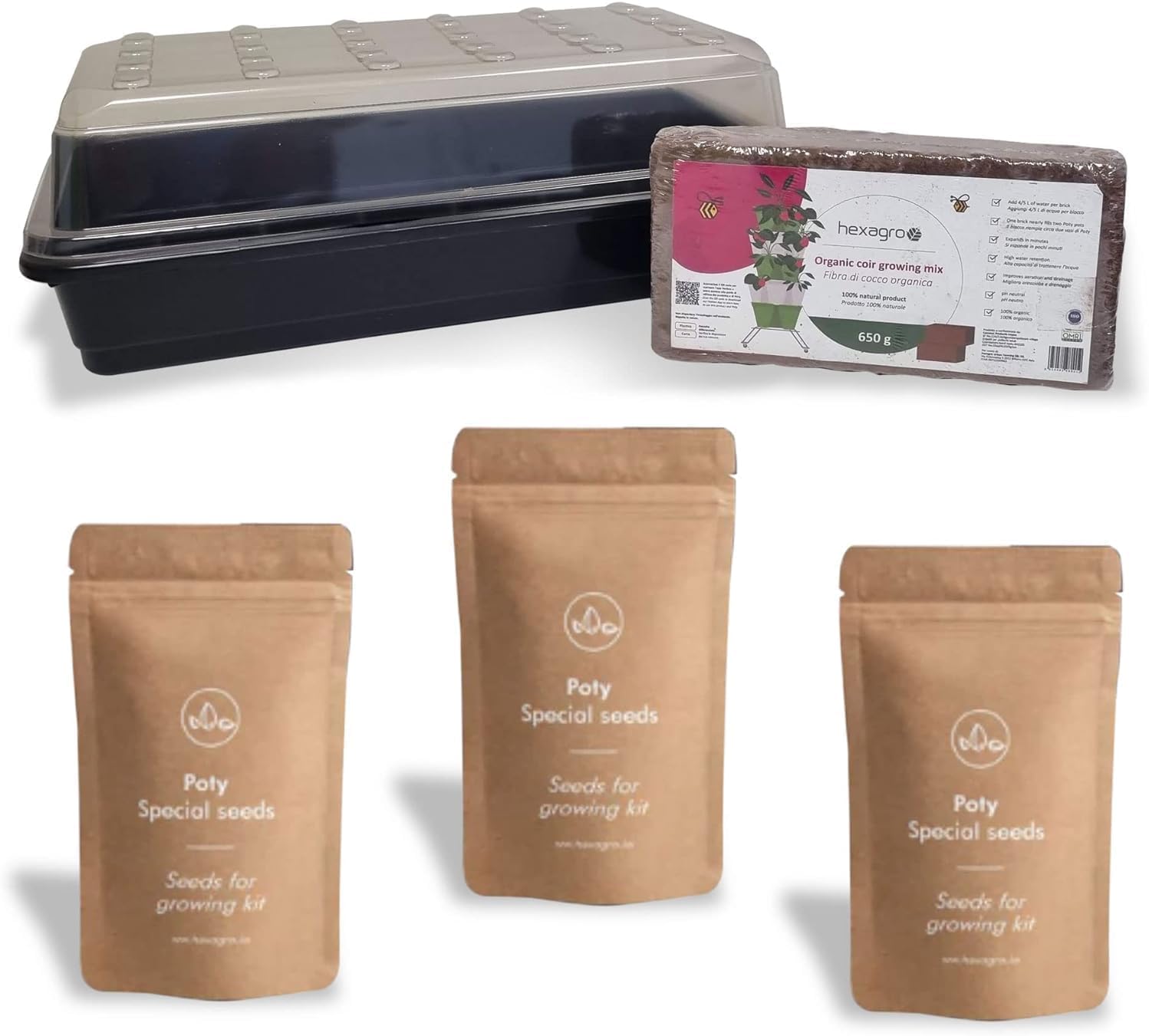 Kit de culture pour potager vertical | Mélange de graines de salade et matériel de germination pour plantes en pot | Épinards, roquette sauvage et chicorée frisée (mélange savoureux)