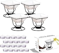 Luvan 7oz Ceramic Butter Warmers Set of 4 with 20 Tealights - Oven Microwave Dishwasher Safe for Seafood, Chocolate Fondue, Cheese Dips