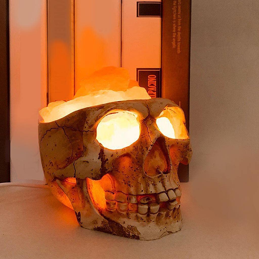 3D Skull Lamp Himalayan Slat Nightlight Decorative Warm Lights Dimmer Switch