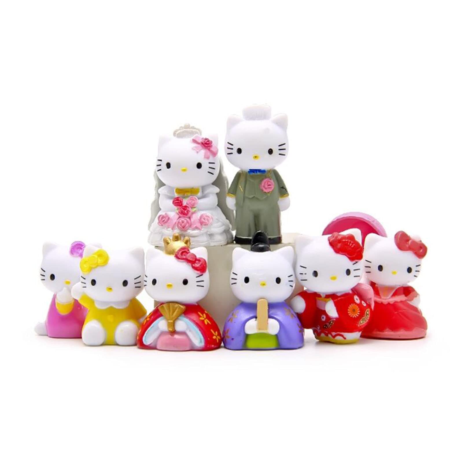 8pcs Cute Animal Cat Characters Figurines Toy Kitty Figures Toy Set Mini Cat Figure Collection Playset, Fairy Garden Party Decorations, Cat Figurines Cake Topper Cake Decoration