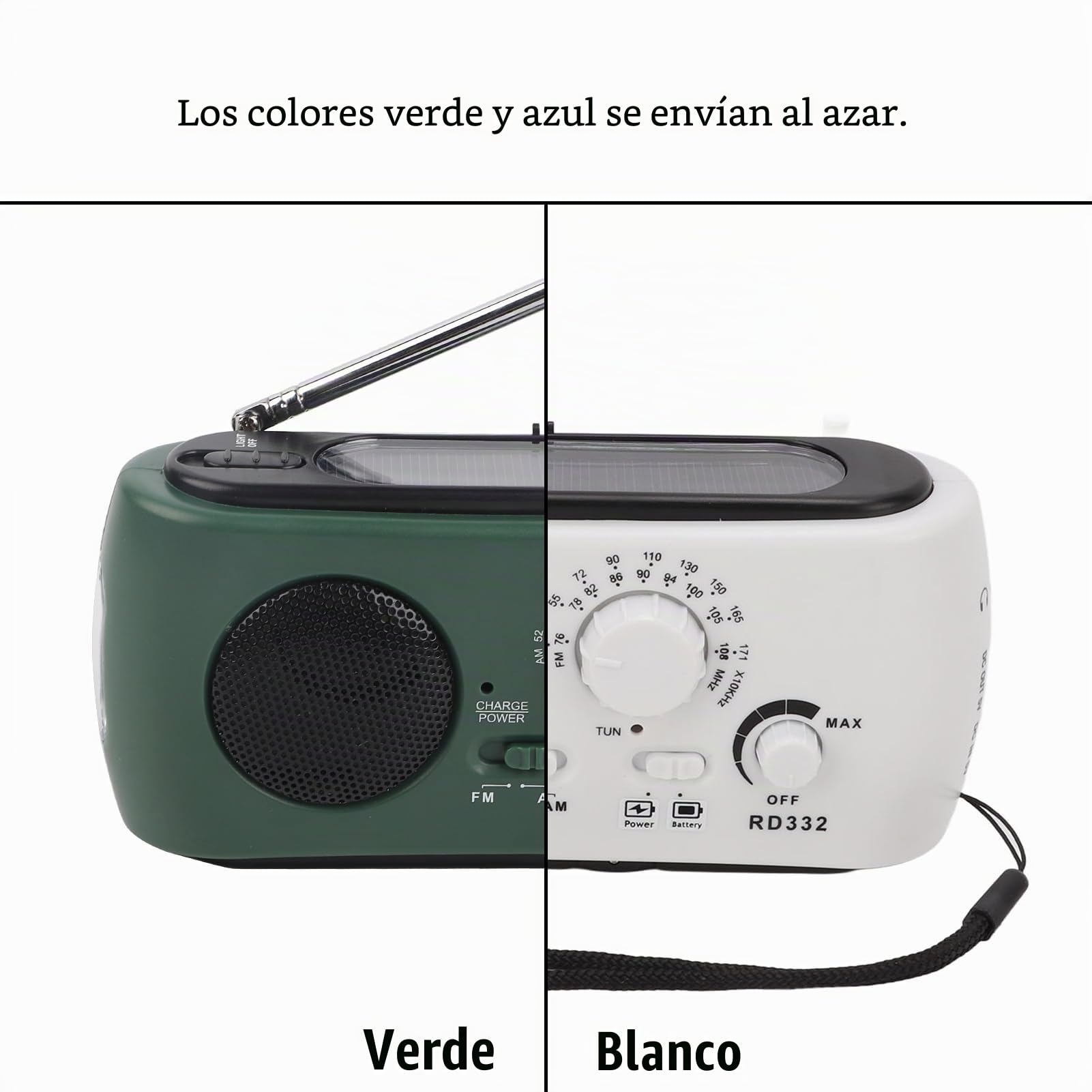 Radio Solar de Cuerda, Radio de Manivela Am/FM con Linterna LED Cargador de Teléfono de Emergencia para el Hogar Y Acampar Al Aire Libre, Senderismo