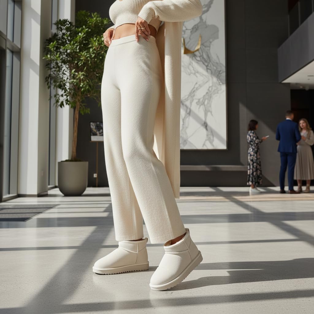 CUSHIONAIRE Hip-3 Genuine Suede Leather Ankle Boots for Women – Pull On Cozy Faux Fur Boots Womens Shoes with Comfortable Memory Foam - Image 5