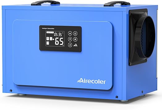 60L Commercial Dehumidifier for Crawl Spaces & Basements with Drain Hose, Industrial Grade Water Damage Restoration for up to 250 m , Auto Defrost, Memory Starting