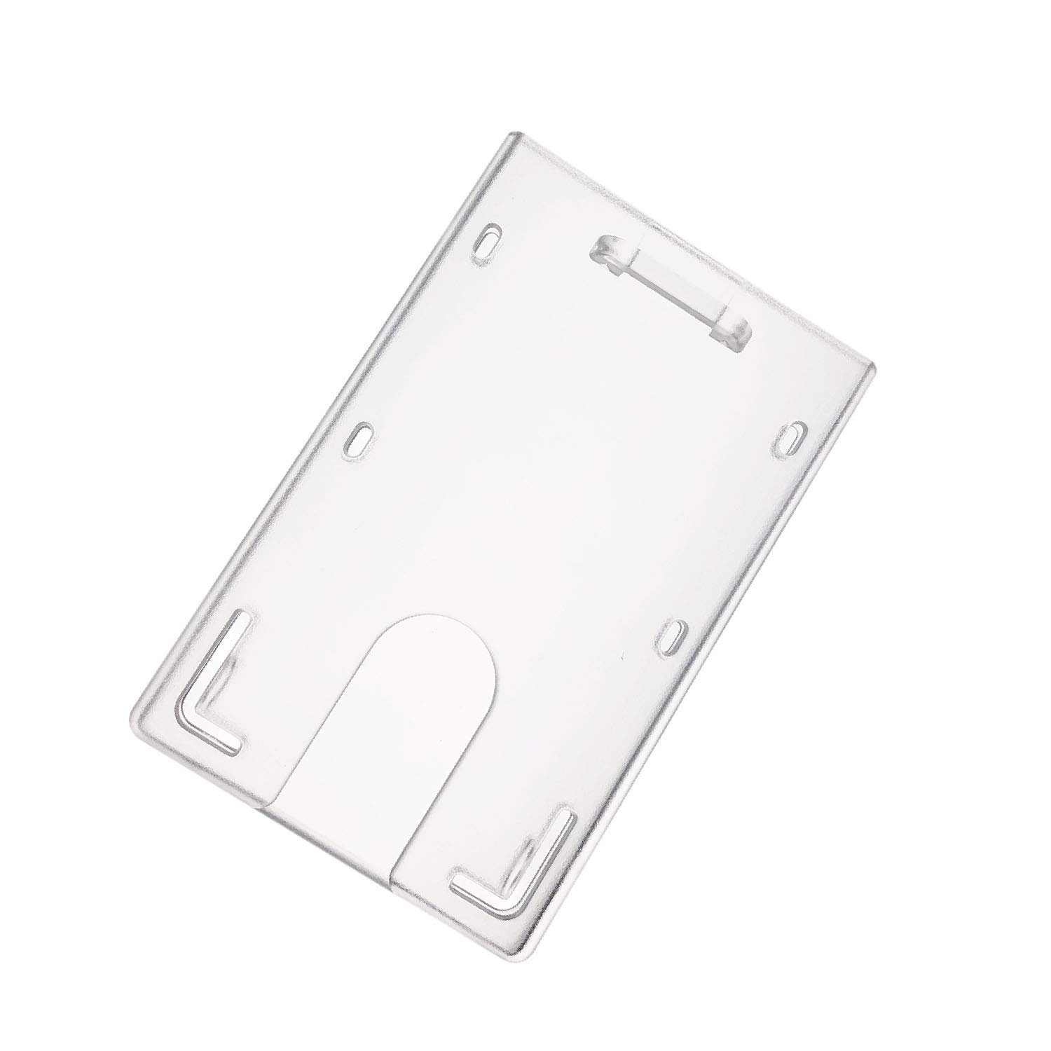 Fallen One 50 Pack ID Badge Holders, Hard Plastic ID Holders for Lanyards with Thumb Slot, Vertical