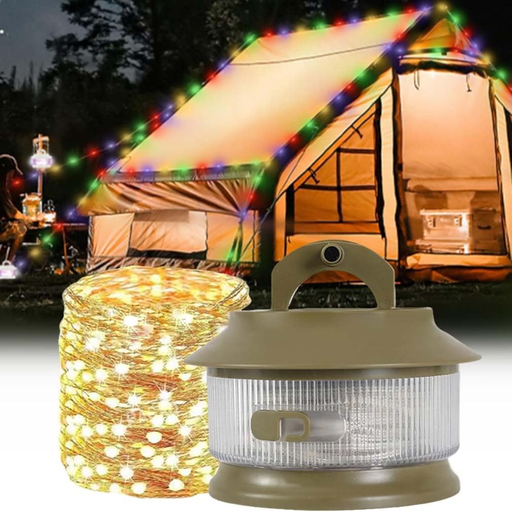 ZUICC Portable RGB Camping Lights, Portable 20 Meter Tape Measure RGB Camping Lights,Retractable LED Tent Camping Lights,2 in 1 Outdoor Waterproof Rechargeable Camping Fairy Lights (Green-Warm)