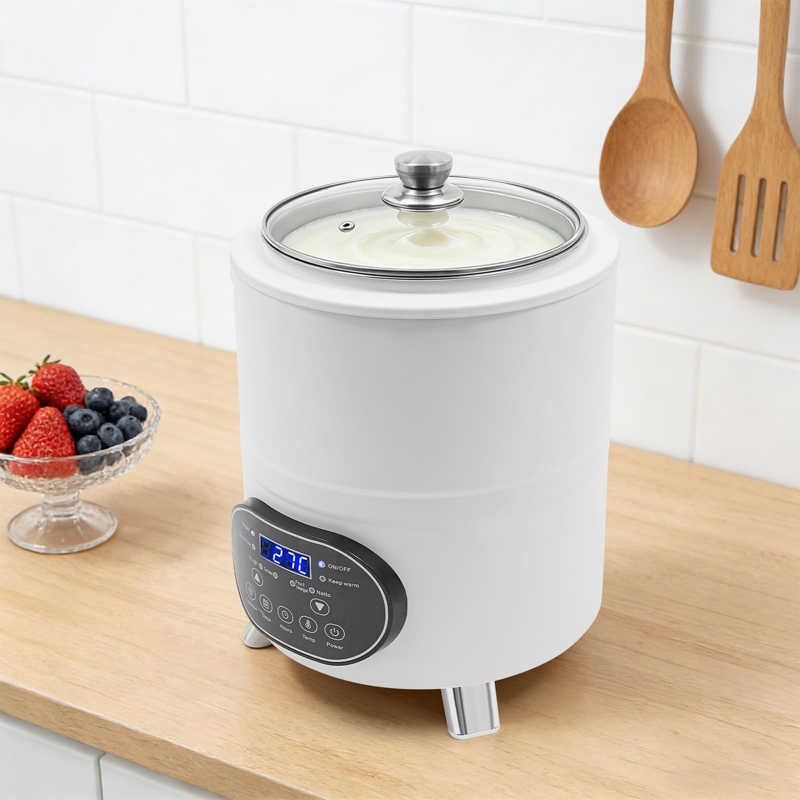 Urządzenie do przygotowywania jogurtu, 8 l, wielofunkcyjna, z wyświetlaczem czasu, jogurtem greckim, serem, natto, winem ryżowym, białym