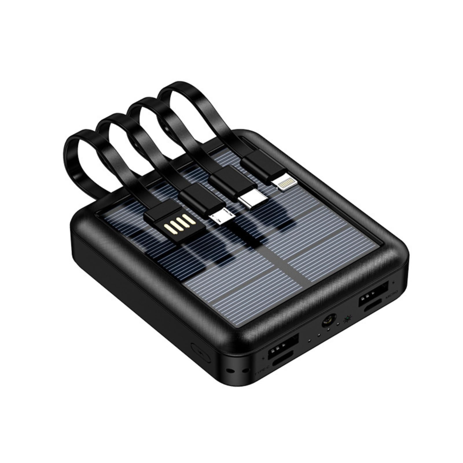 Banca di Energia Solare, Caricabatterie Portatile Banca di Energia Solare per Telefono 20000 MAh per Escursioni in Viaggio, Doppi Metodi di Ricarica, USB, USB C, Porta Micro USB (Nero)