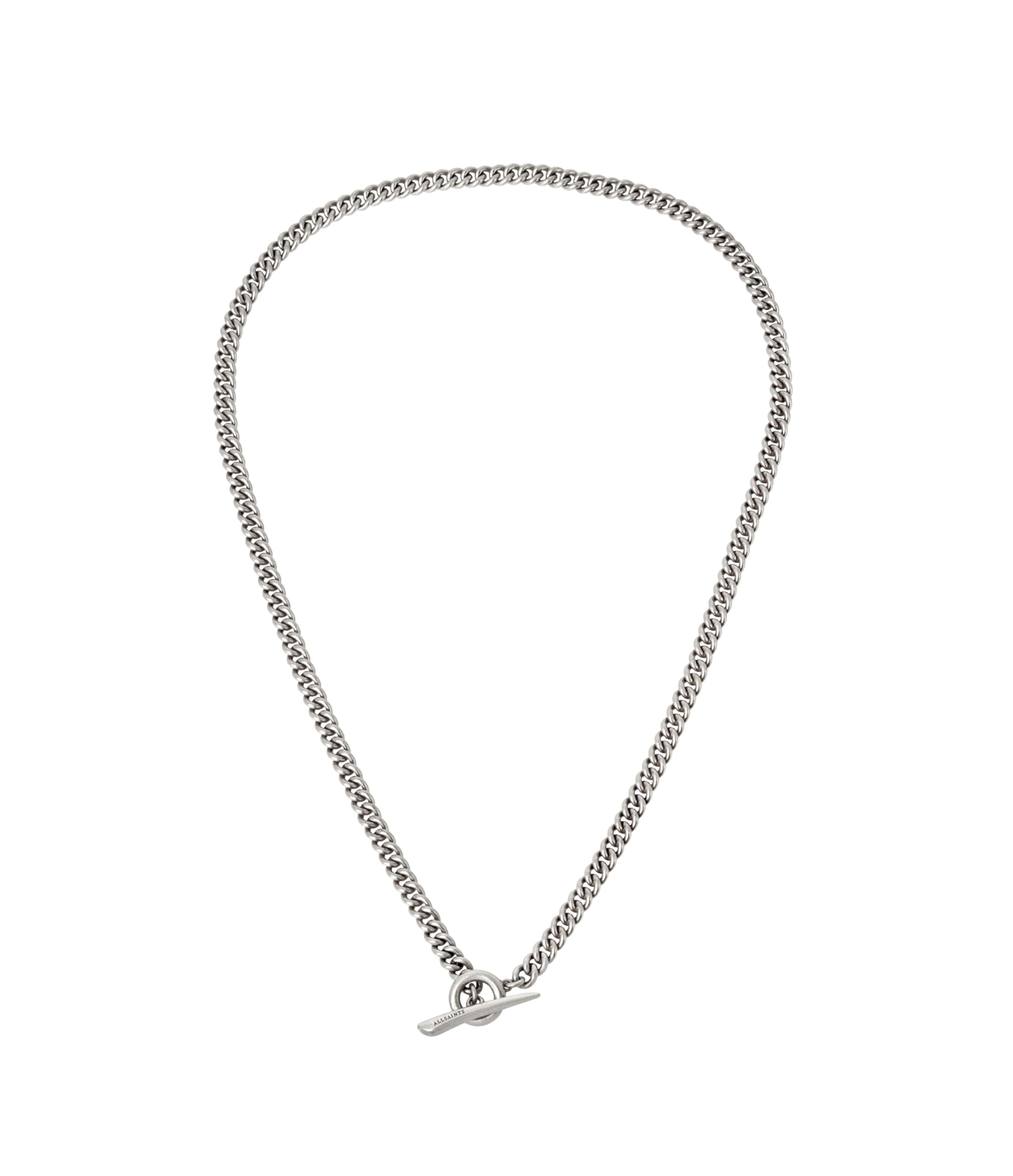 AllSaints collana con maglia a catena da uomo, chiusura facile a barra, gioiello moderno, accessorio maschile elegante, realizzata in ottone, colore argento