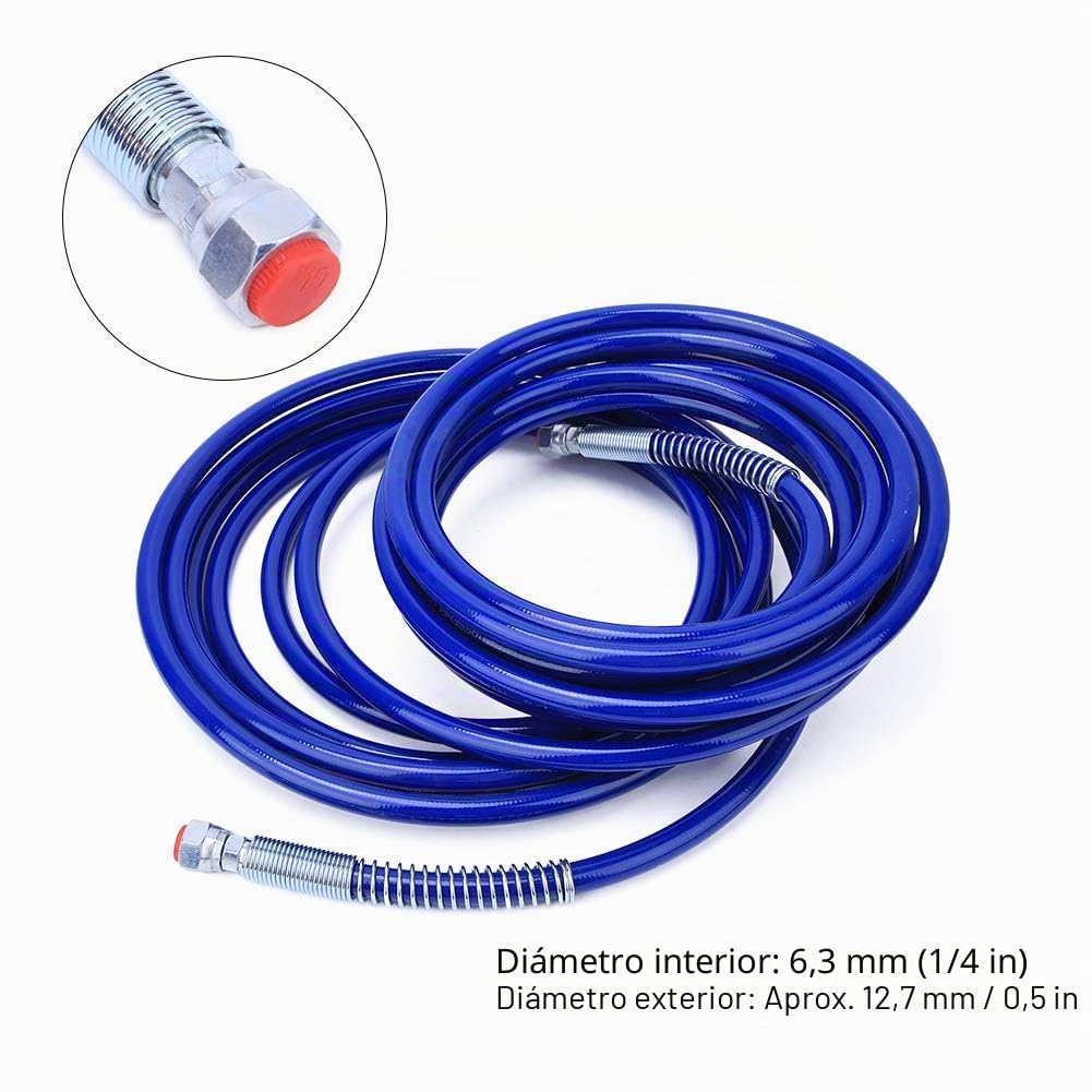 Manguera de pulverización de pintura de 1/4 pulg., Manguera de pulverización de pintura de 10 metros 3265Psi, tubo de fibra flexible de pistola pulverizadora sin aire