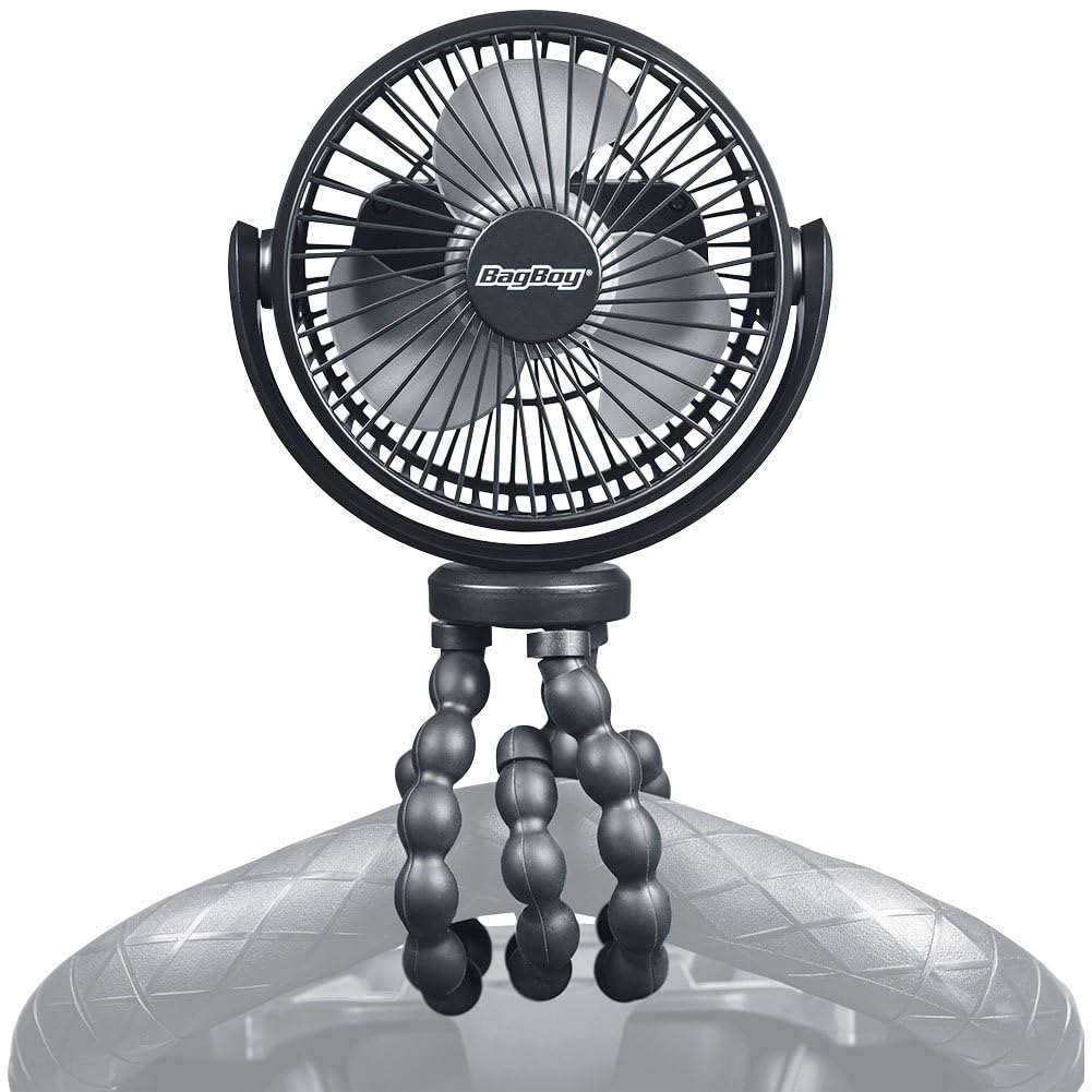 Bag Boy Cart Fan 2.0, Adjustable and Compact Fan with Rechargeable Battery and Flexible Tripod Legs
