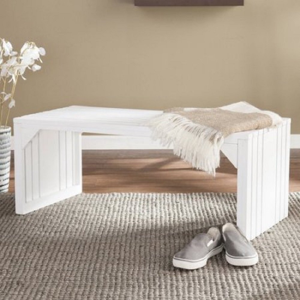 Buy SES Slat Entryway Bench/Table, White, multifunctional with this