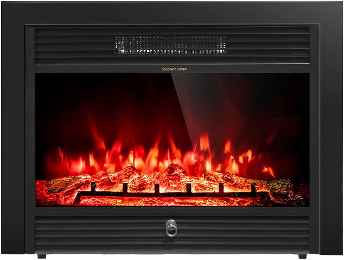 Topment 28.5" Recessed Electric Fireplace, Freestanding Fireplace Insert with Touch Screen Control Panel, Remote Control, Over-Heating Protection, 750-1500W Recessed in-Wall Heater with Timer