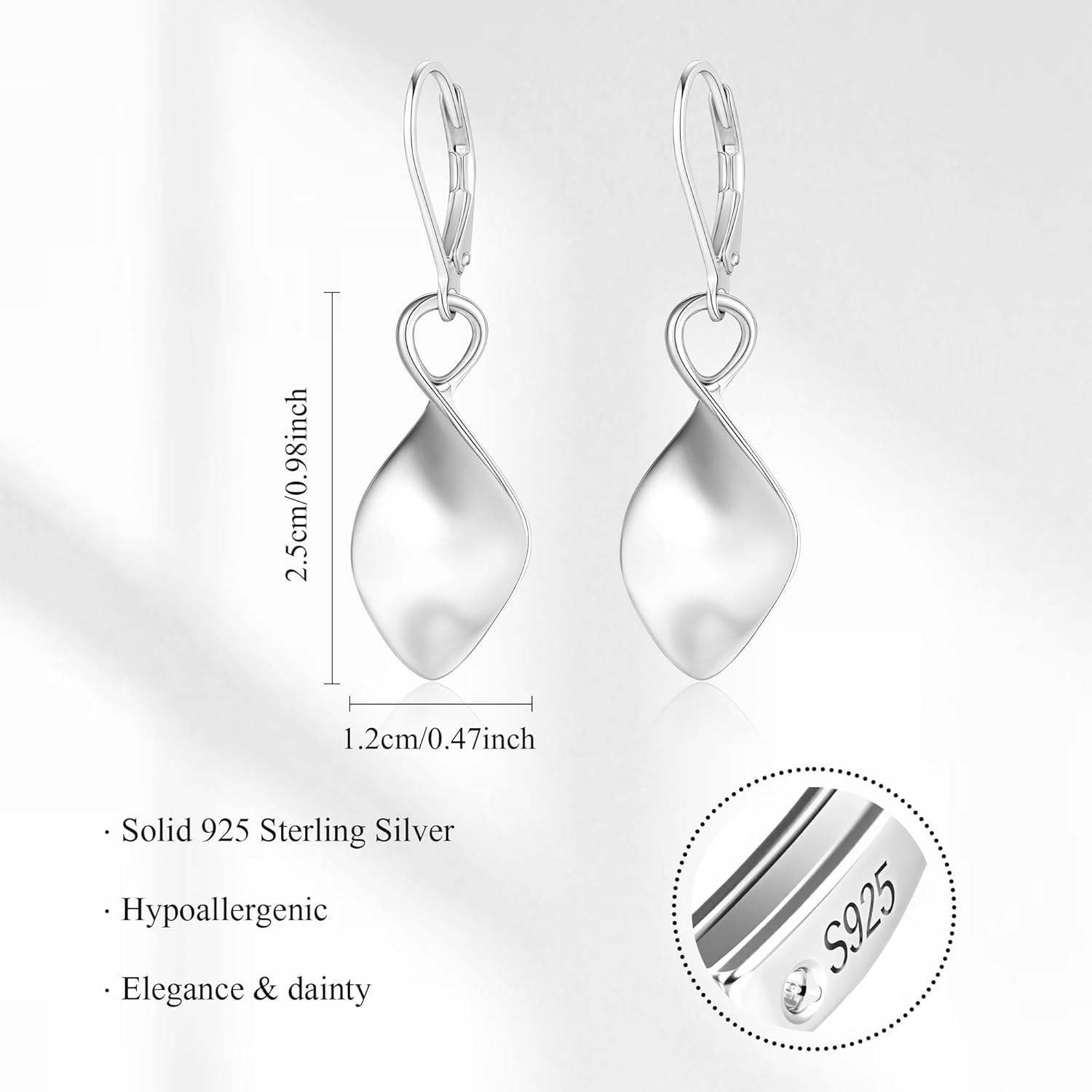 Ritach Solid 925 Sterling Silver Dangle Earrings for Women Hypoallergenic Dainty Small Silver Drop Earrings Jewelry Gifts - Image 2