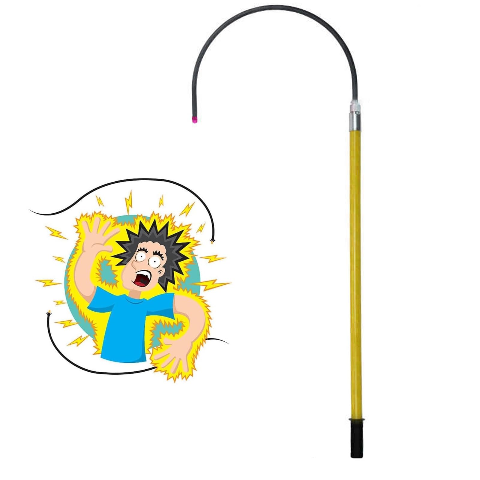 MSHGSKU High Voltage Insulated Rescue Hook, Lightweight Epoxy Safety Pole with Storage Bag, Portable 1m/3.2ft Lifesaving Tool for Emergency Rescue (Yellow)