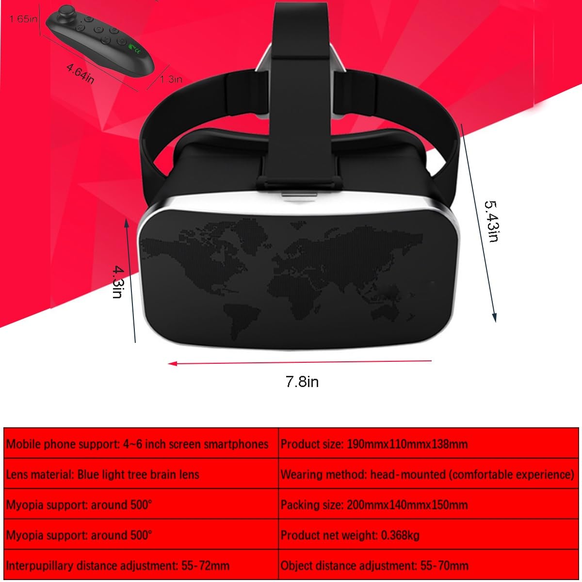 Gafas VR inteligentes de realidad virtual HD: gafas VR con protección ocular con luz azul, gafas VR inteligentes de realidad virtual HD, se pueden usar gafas VR for sistemas Android IOS: regalos ideal