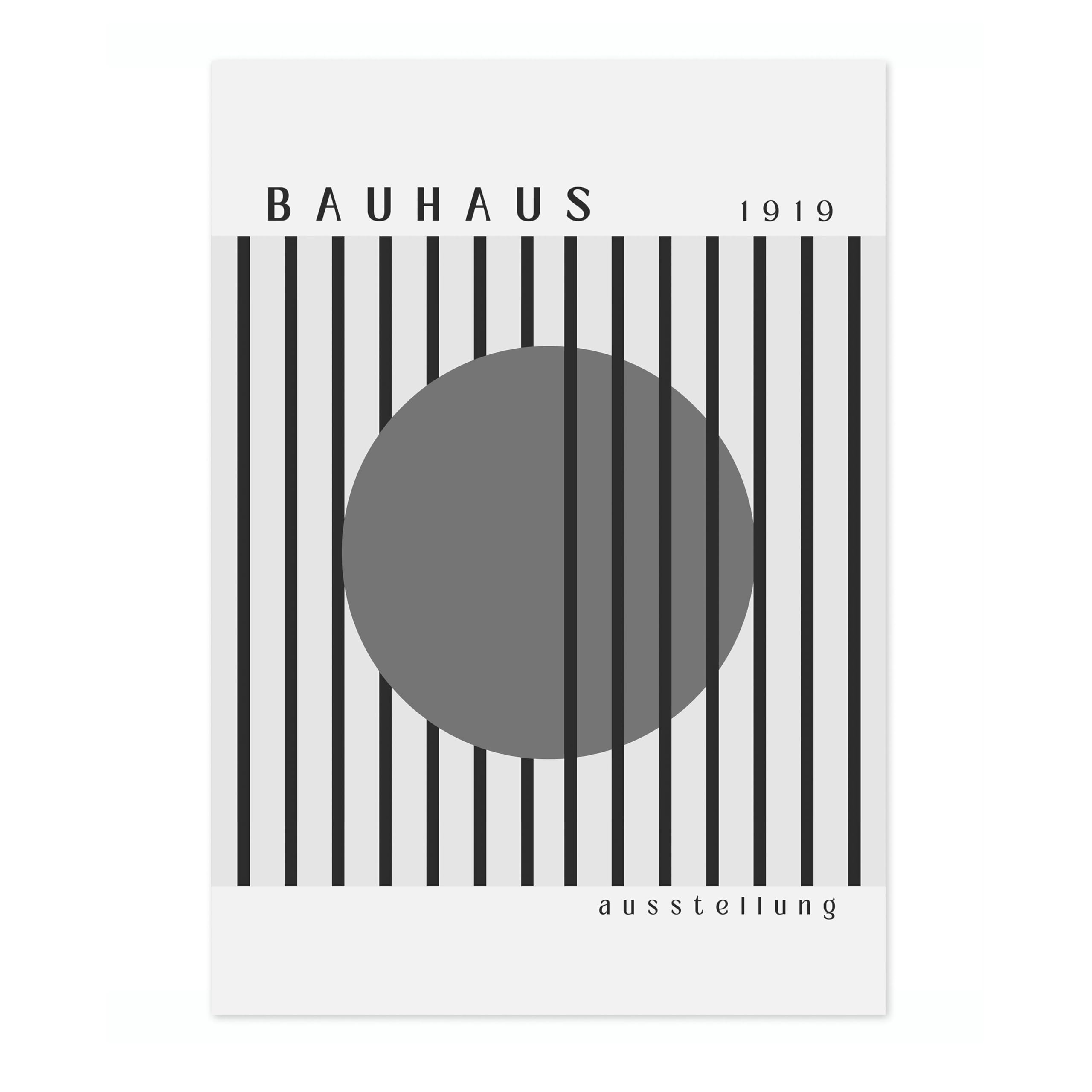Grey Circle & Black Stripes Bauhuas Poster Abstract Mid Century Modern, Archival Matte, A5 (Print Only) - 21x14.8cm