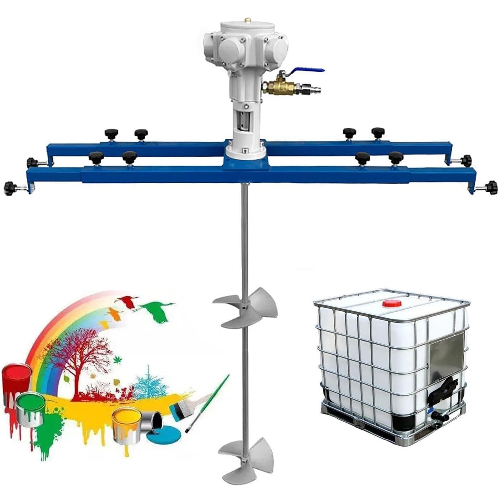 Specjalny pneumatyczny mieszalnik farb IBC 3/4HP, pręt mieszający ze stali nierdzewnej 880 mm, regulowana długość 720-1200 mm, wydajność mieszania 0-1000 kg do mieszania lekko lepkich roztworów