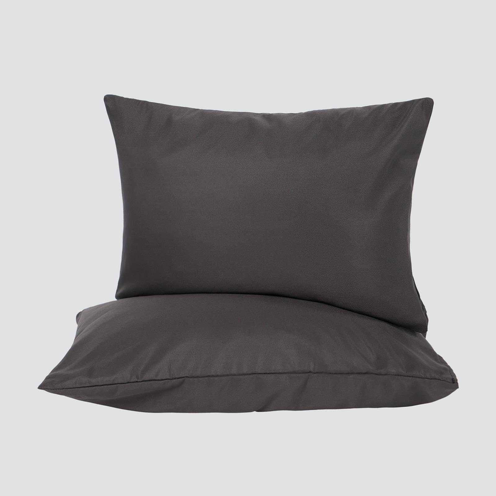 Brentfords Pillow Cases 2 Pack, Soft Microfibre Housewife Pillowcases Comfortable Hotel Quality Wrinkle & Fade Resistant Bed Pillow Cases with Envelope Closure, Charcoal Grey - 50 x 75cm