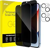 JETech Película de Vidro Temperado Cobertura Total de Privacidade para iPhone 14 6,1 Polegadas com Protetor Lente Câmera, Protetor de Tela Anti-Espião, 2 Pacotes Cada