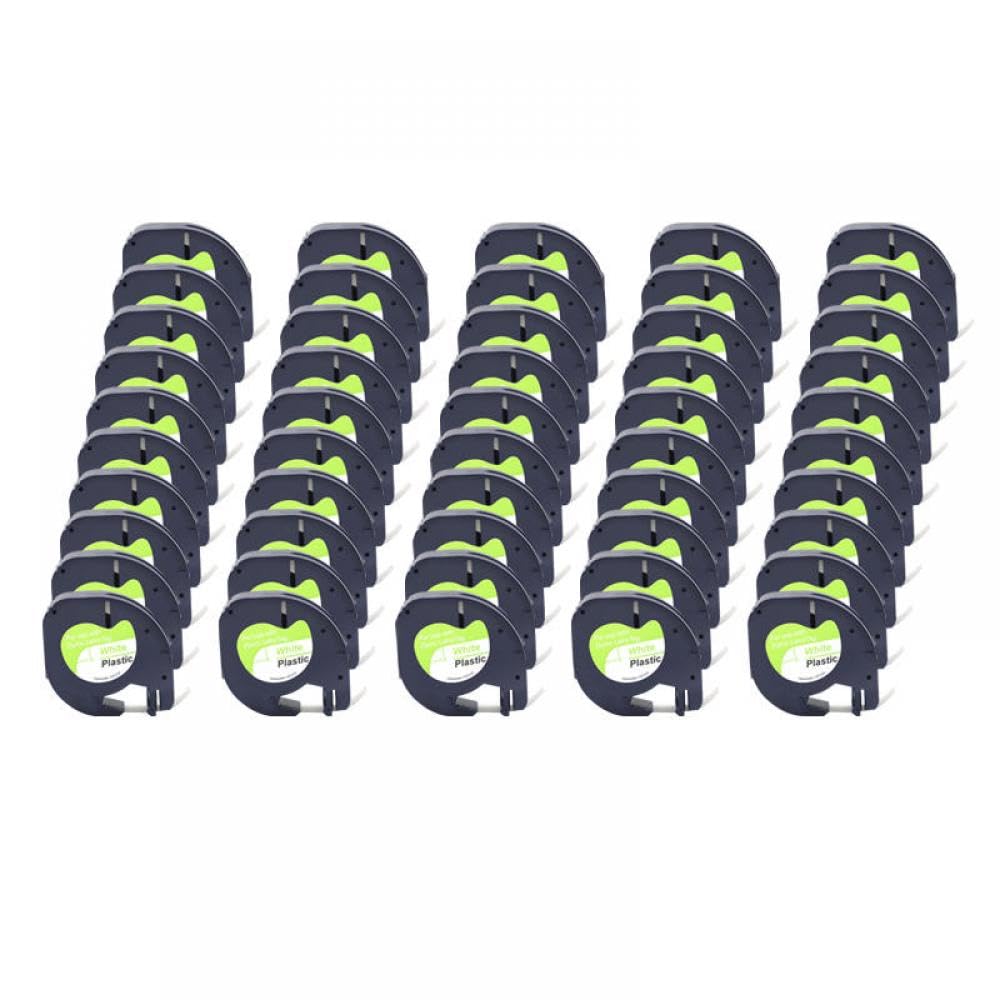 Nastro di etichetta in plastica multicolore da 12 mm compatibile con etichetta disponibile in 10 20 30 50 pezzi per LT100H LT-100T(White-50pcs)