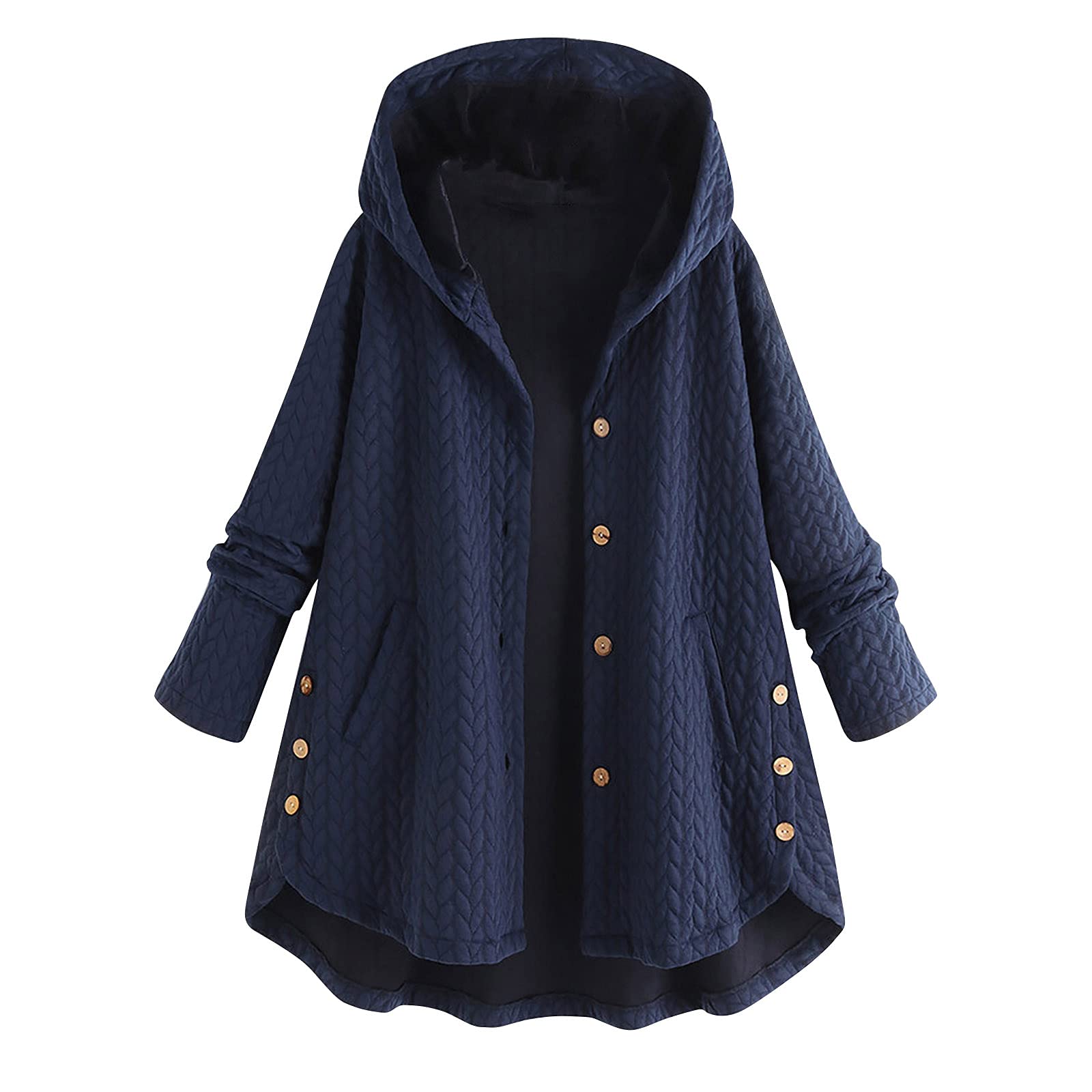 Rain Coats For Women Cardigan Hooded Oversized Faux Fur Button