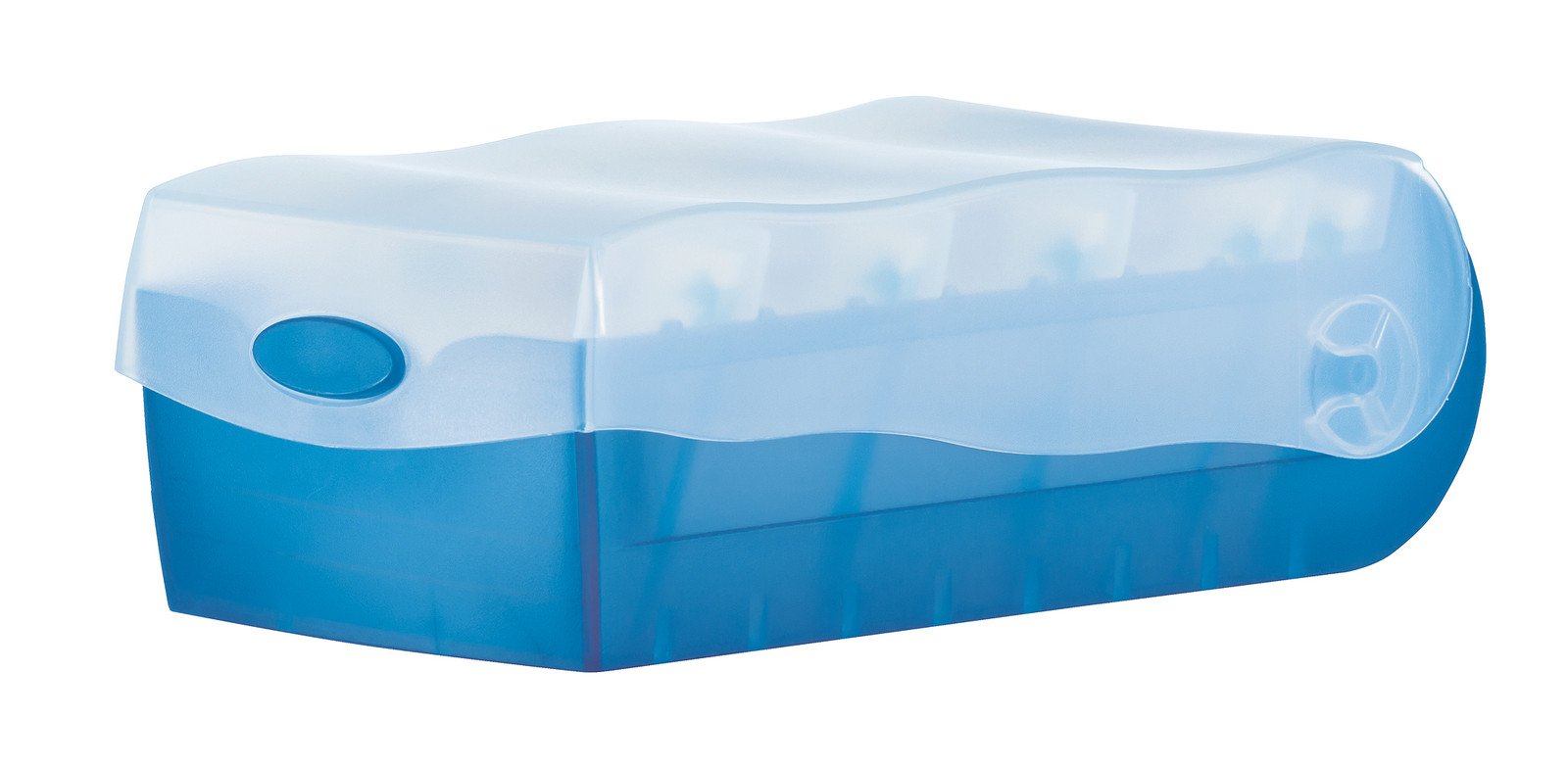 HAN 997 Karteibox CROCO DIN A7 quer mit 5 Stützplatten und 100 Karten (transluzent-blau, 3 Boxen Spar-Set)