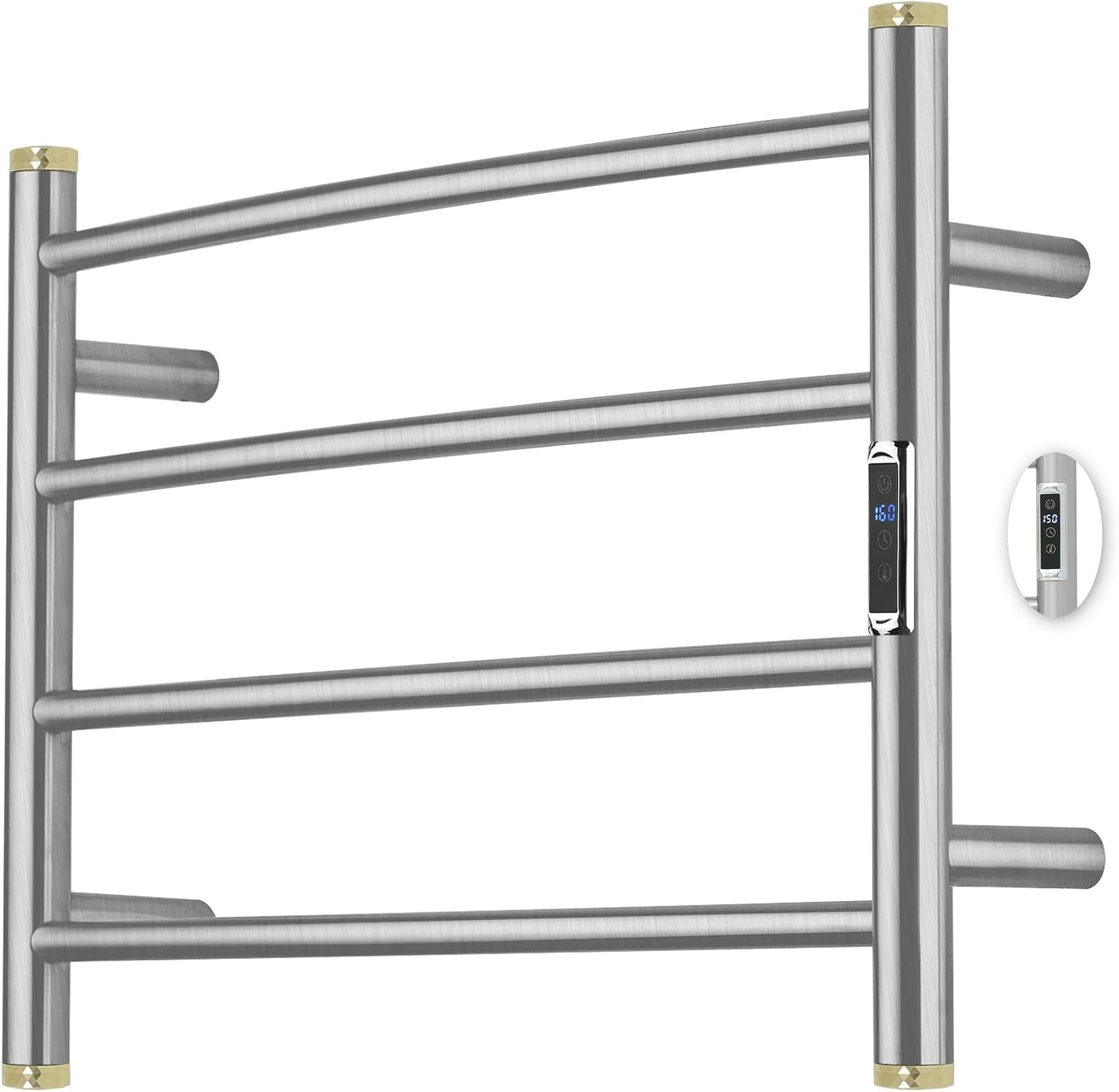 Electric Towel Warmer Rack,Heating Towel Warmer,Timer & Temperature Control,Wall-Mounted Plug-in for Bathroom,Brushed,Stainless Steel,4-Bar(16.54x23.62x5.51in)