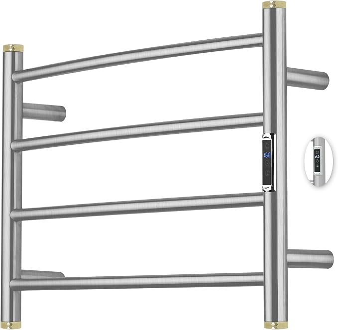 Electric Towel Warmer Rack,Heating Towel Warmer,Timer & Temperature Control,Wall-Mounted Plug-in for Bathroom,Brushed,Stainless Steel,4-Bar(16.54x23.62x5.51in)