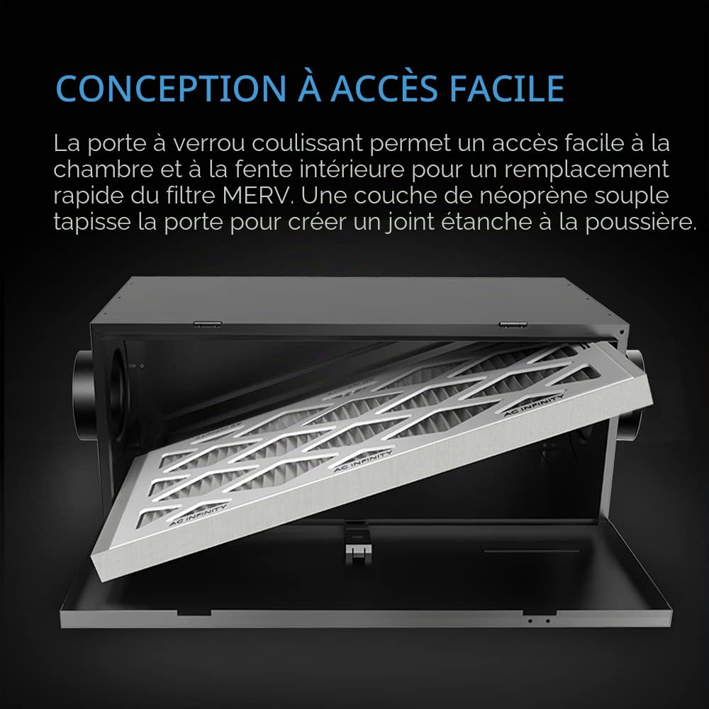 AC Infinity Boîte de filtre en ligne 15,2 cm avec filtre MERV 13, kit de filtration pour climatisation et climatisation pour ventilateur de conduit de 15,2 cm, pour entrée d'air frais et ventilation