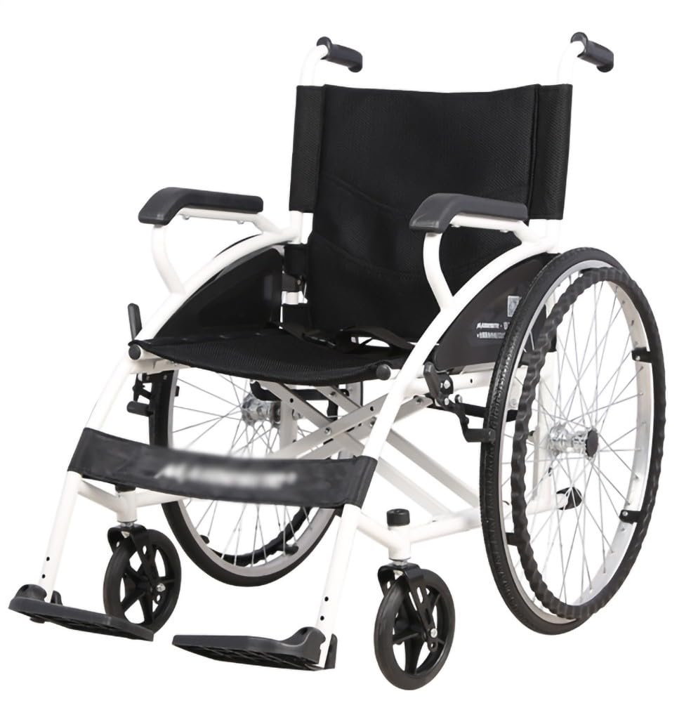SXSLTSA Foldable Lightweight Wheelchair with Brake, Travel Wheelchair with Folding Footrests, It Weighs Only 15.8 kg When Folded, Can Easily Be Used in The Boot of