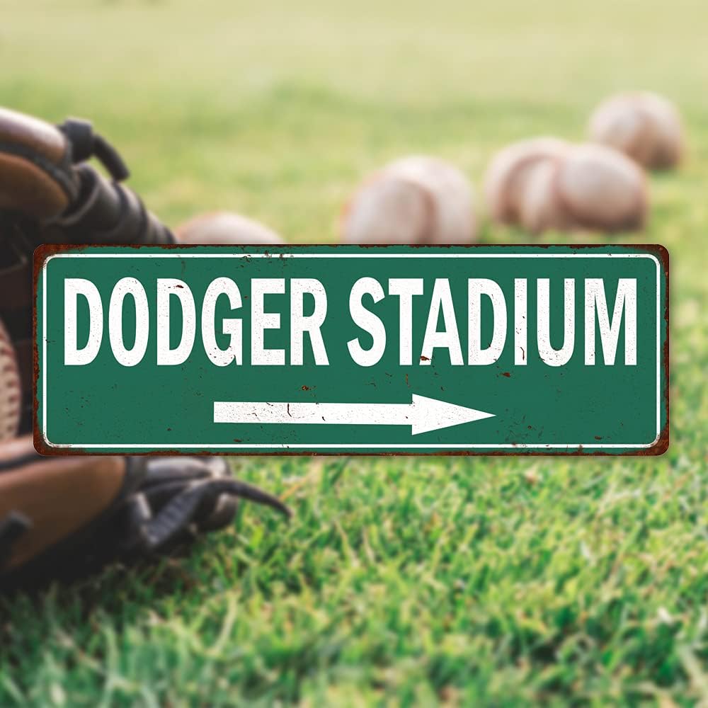Dodger Stadium Sign Baseball Decoration Vintage Ballpark Decor Tin Signs Wall Art Plaque Sports Gift 6 x 18 High Gloss Metal 206180073025