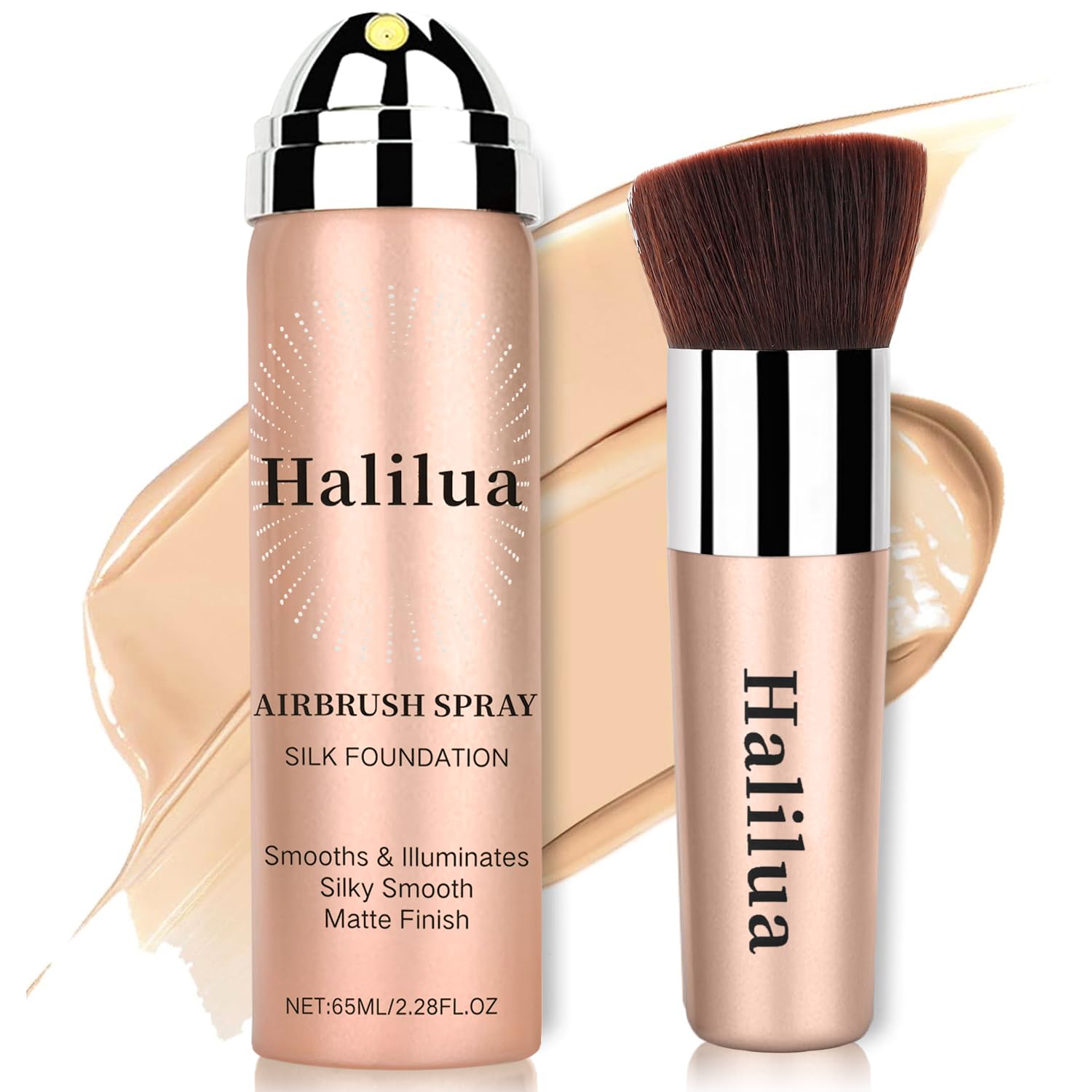 Airbrush Foundation Spray with Brush - Full Coverage Magic Minerals Airbrush Foundation for Smooth Radiant Finish, Hydrating Makeup for a Flawless,
