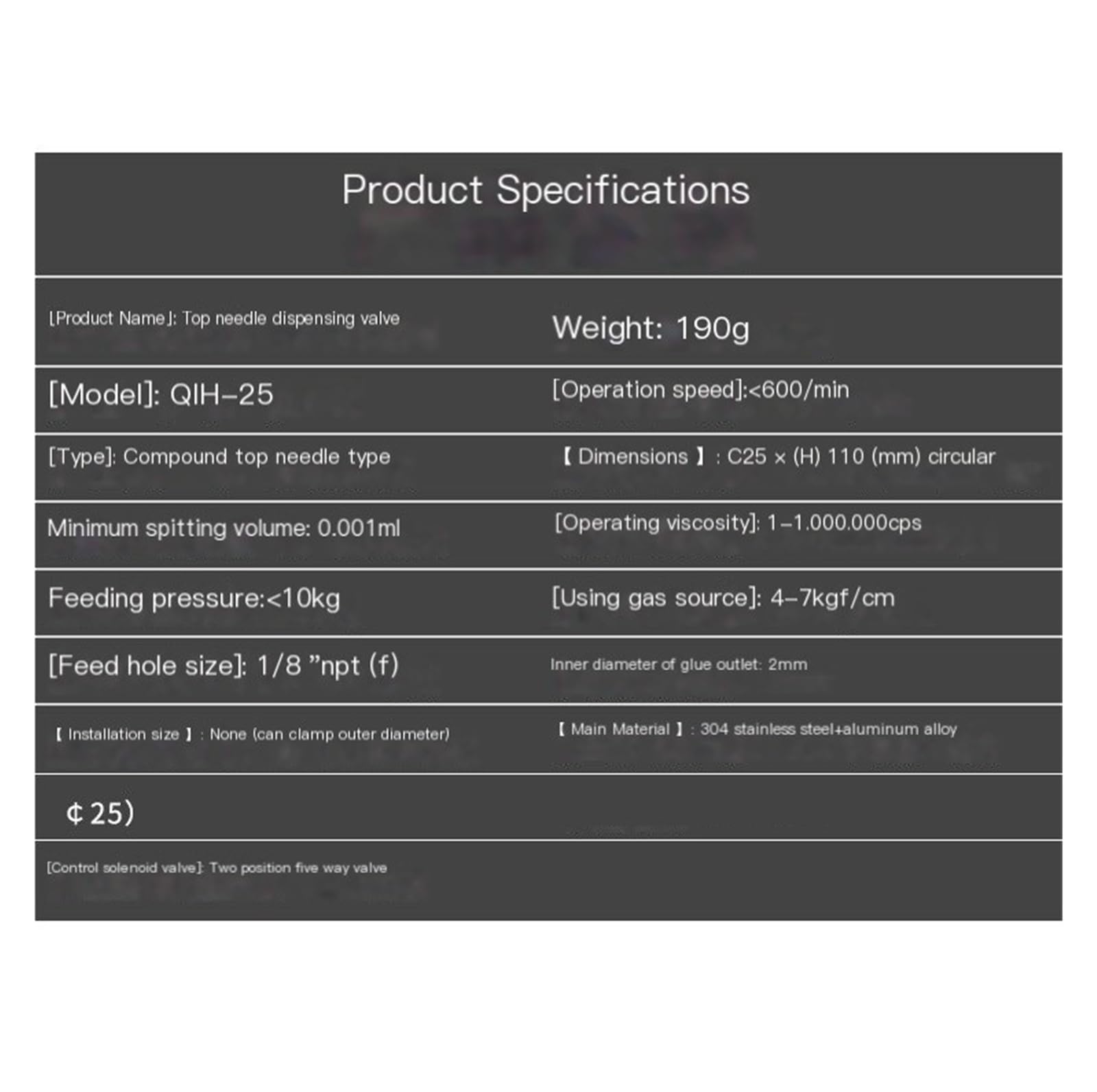 QLH-25 Pneumatisches Fingerhut-Ausgabeventil, Mikroflusssteuerung