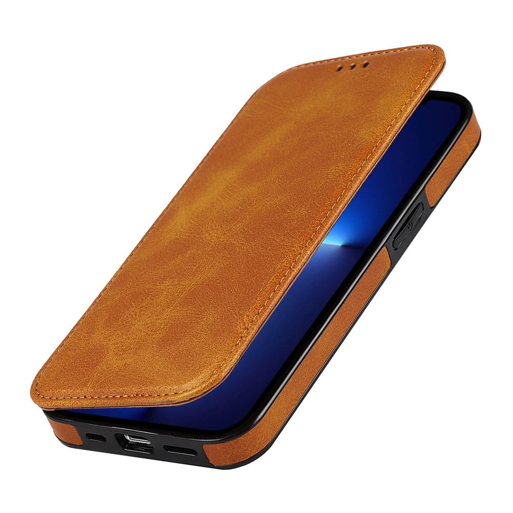 Skórzane etui na telefon komórkowy z klapką i miękkim brzegiem, odpowiednie do iPhone'a 11 12 13 14 15 16 Pro Max 14 15 16 Plus, odporne na wstrząsy, czerwone, do iPhone'a 13 Pro