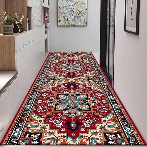 NEYTIIR Alfombra Vintage Antideslizante para Pasillo, Alfombra De Pasillo Extra Larga, Lavable, Alfombra De Entrada De Pelo Bajo, Alfombra De Pasillo para Cocina(I,120cmX1m)