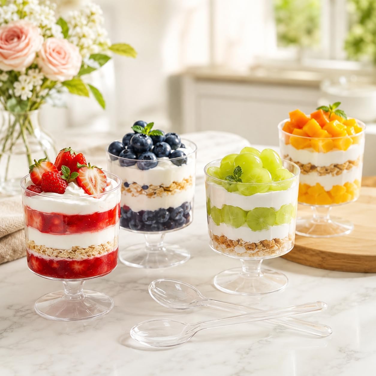 Oojami 320-Pack 5 oz Mini Plastic Dessert Cups with Spoons