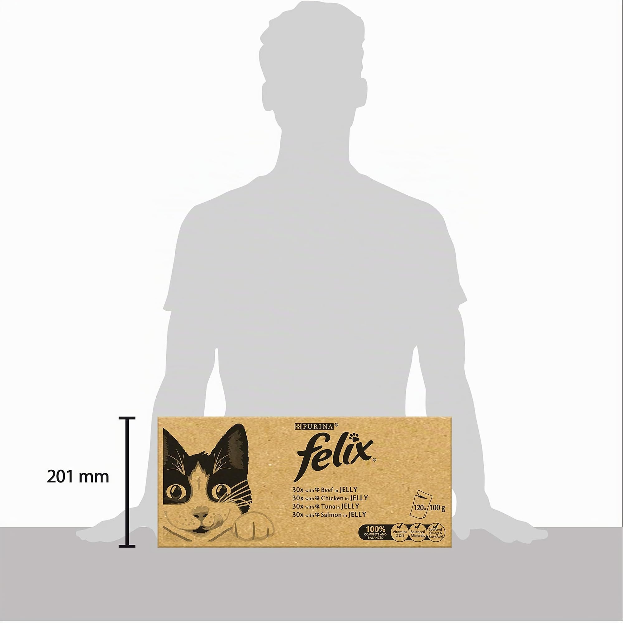 Felix Cat Food Manzo, pollo, tonno, salmone in gelatina 120 x 100 g (120 buste)