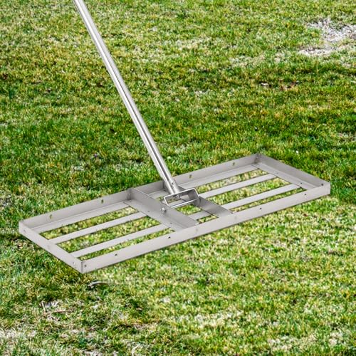 48 Inch Heavy-Duty Hand-Pushed Land Leveler with Stainless Steel Plate, Lawn Leveling Rake & Soil...