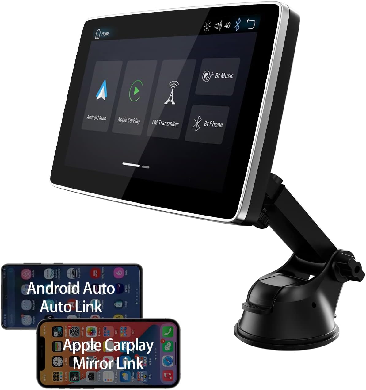 7" Portable Apple Carplay and Android Auto Screen for Car, Apple CarPlay Dash Mount Car Screen with MirrorLink/Bluetooth/Navigation/Voice Control