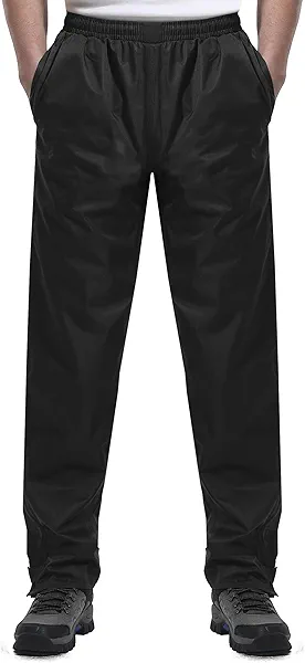 iCreek Men's Rain Pants Waterproof Over Pants Windproof Lightweight Hiking Pants Work Rain Outdoor for Golf, Fishing