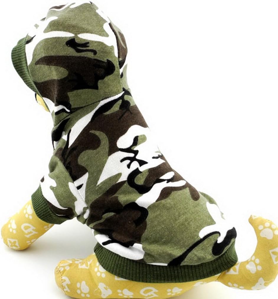 Zunea Camo Print Dog T-Shirt for Small Dogs Puppy Hoodie, Green Camo, XS