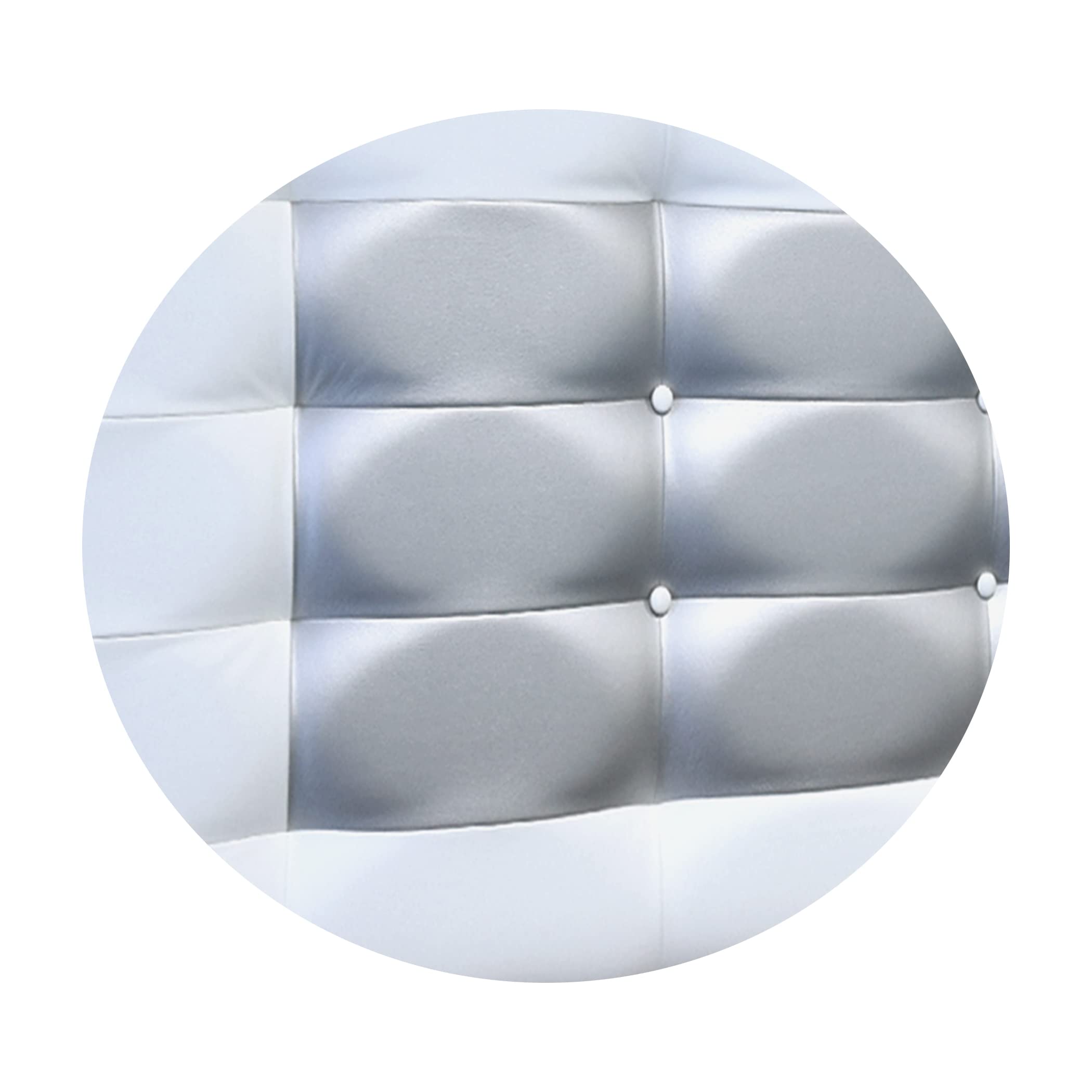 Cabecero de Cama Blanco Plata 70 cm.de Alto-Mod. FLORIDA con Forma de Marco y Botones-Cabecero Tapizado en Polipiel para Niños, Juvenil, Matrimonio-Cabezal de Colgar. (150x70, Blanco-Plata)