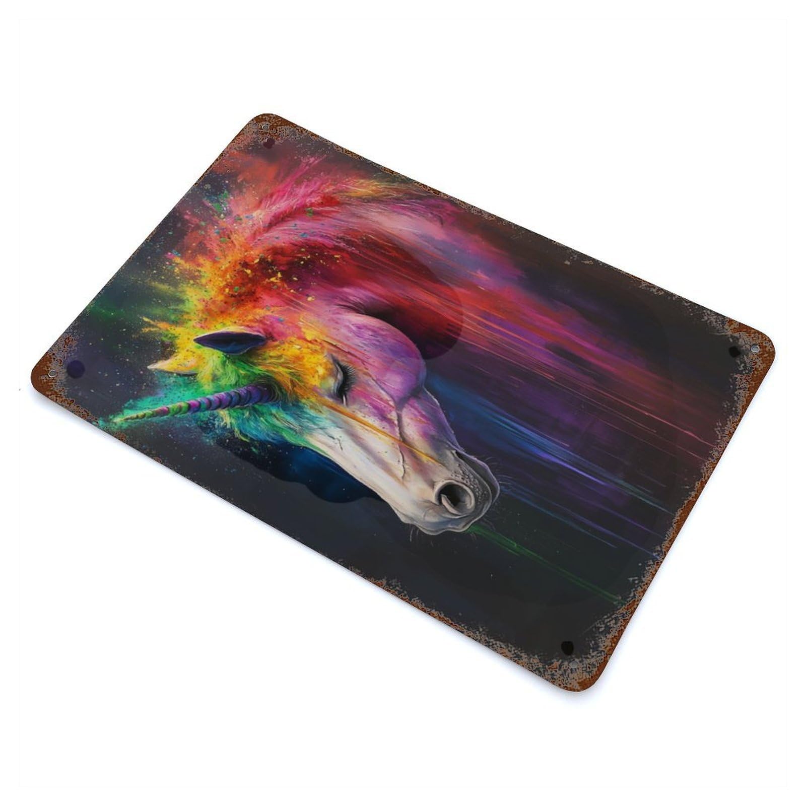 Unicorn Colorful Powder Decorative Tin Sign 11.8"x7.9", for Bistro, Counter And Cafe Decor, Classic Wall Plaque