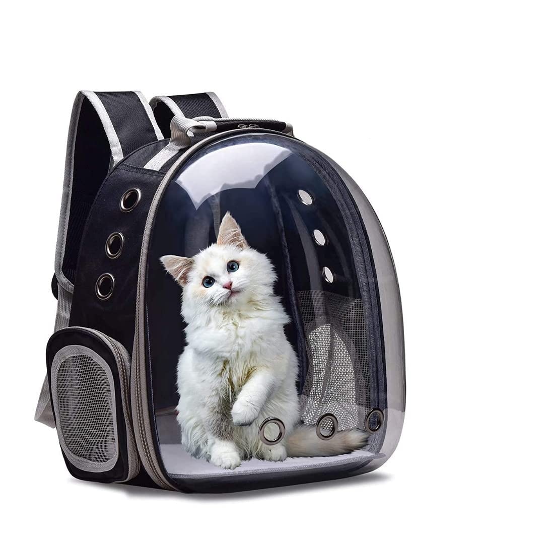 Astronaut Space Transparent Capsule Air Breathable Airline Approved Transparent Carrier Backpack with Nylon Collor for Travel, Hiking and Outdoor for Puppies & Cats (Black) (B09KRTM1TD) Amazon Price History, Amazon Price Tracker